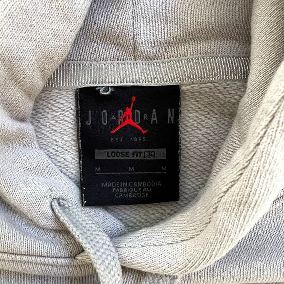 Nike Jordan Loose Fit Crop Hoodie Grey M | Jumpman Flight Logo | 100% Cotton - Picture 3 of 9